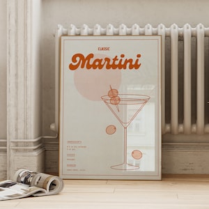 Martini Cocktail Printable | Vintage inspirierte Barwagen Wandkunst | Retro Rezept Glas Liquor Print | ArtSaltPlace Digitaler Download