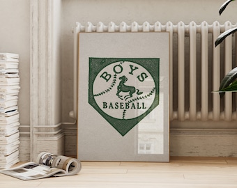 Vintage Boys Baseball Art Print: Retro Sports Decor (Digital Download)