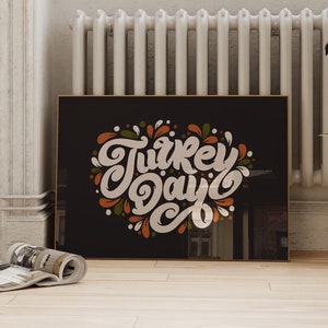 Printable Thanksgiving Decor | Autumn Typography Print | Black Turkey Day Print | Horizontal Fall Wall Art | ArtSaltPlace Digital Download