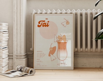 Mai Tai Recipe Print: Bar Cart Cocktail Art (Digital Download)