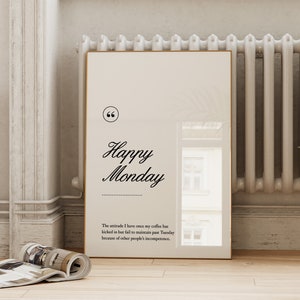 Office Wall Decor | Coworker Gift White Happy Monday Print Definition Poster | Work From Home Wall Art | Funny Digital Download ArtSaltPlace