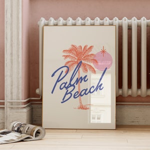 Palm Beach Print | Coastal Wall Decor | Beachy Palm Tree Art | Retro Boho Wall Art | Vintage Tropical ArtSaltPlace Digital Download