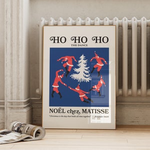 Christmas Matisse Print | Santa Ho Ho Poster | Trendy Xmas Art | French Mid Century Modern | Festive Holiday Printable | Digital Download