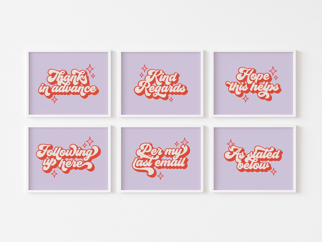 Colorful Office Decor | Set of 6 Desk Prints | Work From Home Art ...