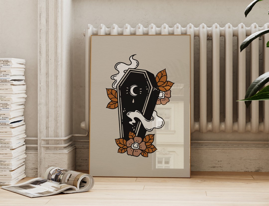 Spooky Coffin Halloween Art Print: Trendy Autumn Nursery Decor (digital ...