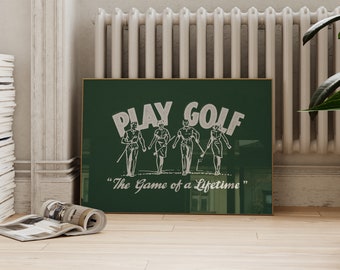 Retro Golf Instant Printable | Vintage Athletic Wall Decor | Horizontal Sports Poster | Downloadable Prints | ArtSaltPlace Digital Download