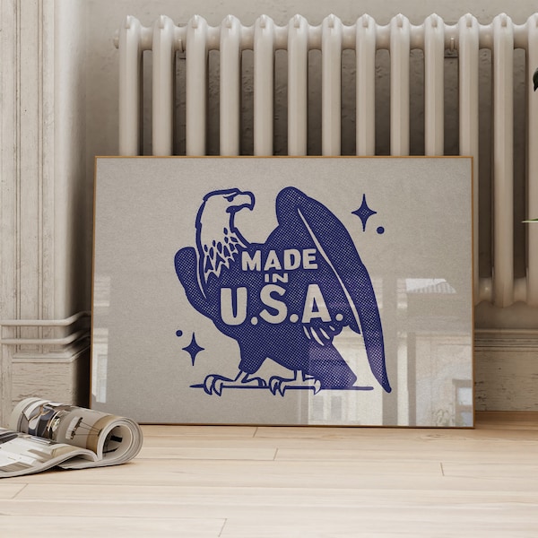 Retro Patriotic Eagle Print: USA Independence Day Decor (Digital Download)