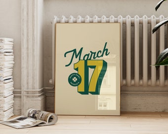 Modern March 17 Print | St. Patricks Day Decor | Trendy Aesthetic Irish St Pattys Wall Art Yellow Green Poster ArtSaltPlace Digital Download