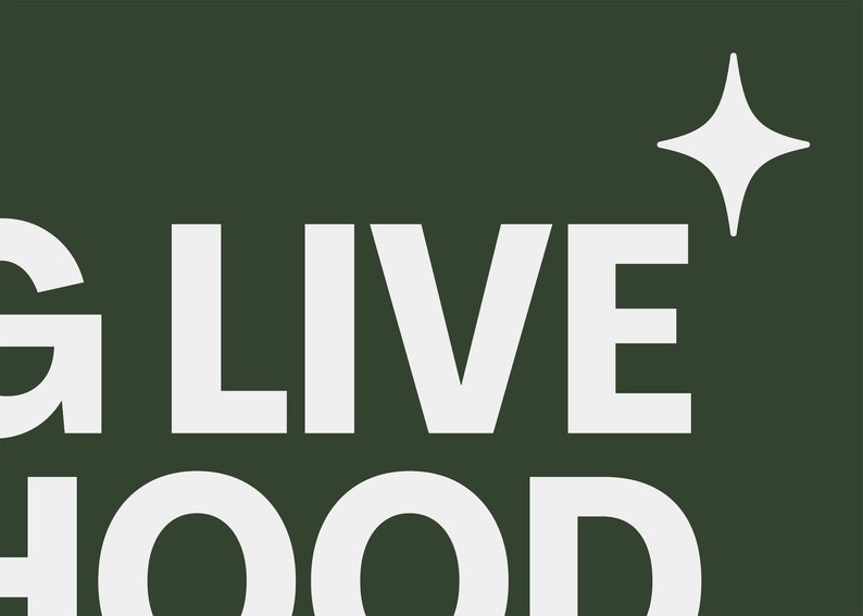 Horizontal long live boyhood print in dark olive green. Green background, white typography in the foreground. Perfect for boys room or nursery.