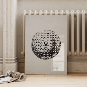 Impressão preto retro da bola de golfe de <br> Entrega Rápida? Decoração de golfe vintage | Arte neutra da parede do berçário | poster retro dos esportes da sala das crianças | Download digital do ArtSaltPlace