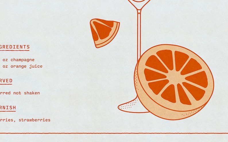 Mimosa Recipe Printable Retro Cocktail Glass Poster - Etsy