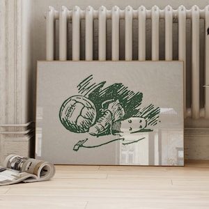 Decoração de parede de futebol vintage | Arte horizontal da parede do futebol | Pôster retro dos esportes | Impressões para download | Download digital do ArtSaltPlace
