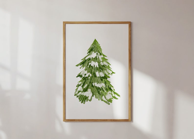 Christmas Tree Print Farmhouse Holiday Decor Green Winter Snow Art Pine Tree Printable Wall Art ArtSaltPlace Digital Download image 4