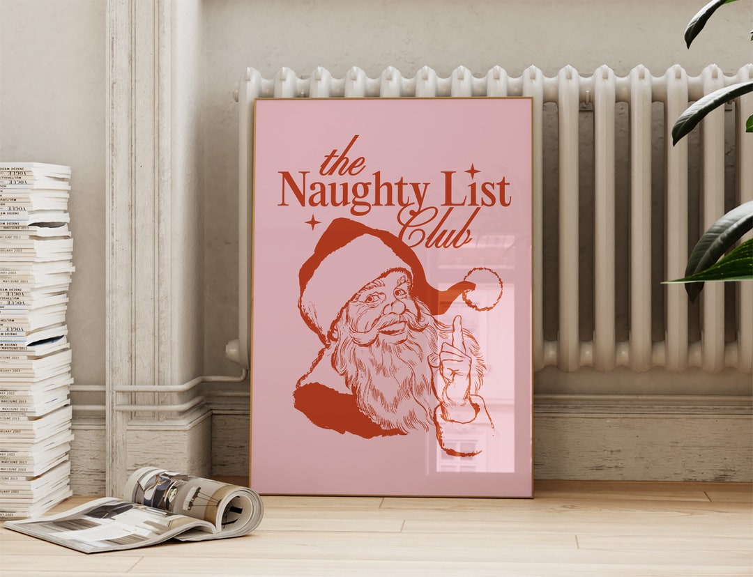 Retro Santa Wall Art Funny Santa Pink Typography Poster Etsy