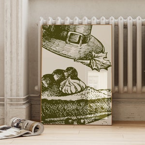 Otoño verde imprimible / Decoración de la pared de Acción de Gracias / Lindo estampado de pastel de calabaza / Cartel minimalista de otoño / Descarga digital ArtSaltPlace