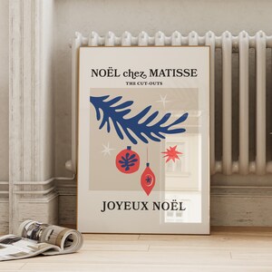 French Christmas Wall Art | Xmas Matisse Cut Outs Print | Holiday Ornaments Poster | Trendy Mid Century Modern | Digital Download