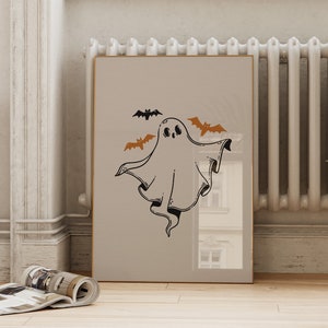 Ghost Halloween Art Print | Spooky Ghostly Poster | Neutral Autumn Wall Art | Fall Kids Room Decor Printable | ArtSaltPlace Digital Download