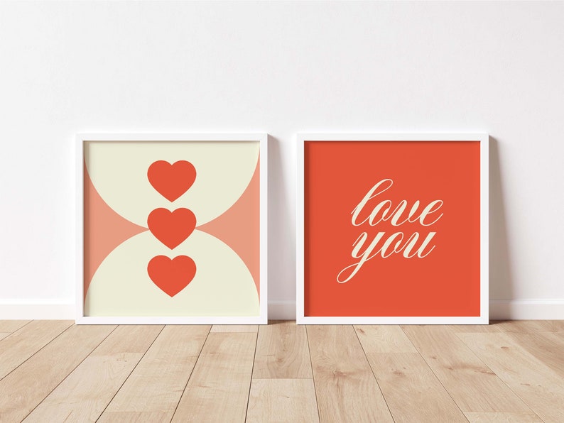 Set of 3 Valentines Day Prints Valentines Day Decor Hearts Poster Love You Wall Art ArtSaltPlace Digital Download Instant Printable image 9