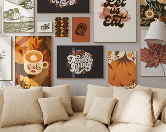 Decoración imprimible de Acción de Gracias / Conjunto de 20 Mega Bundle Gallery Wall / Impresiones de arte de decoración de otoño de moda / Descarga digital de decoración de temporada