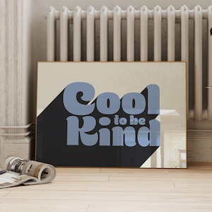 Cool To Be Kind Digital Download | Horizontal Colorful Retro Positive Poster | Minimalist Typography Vintage Printable Wall ArtSaltPlace