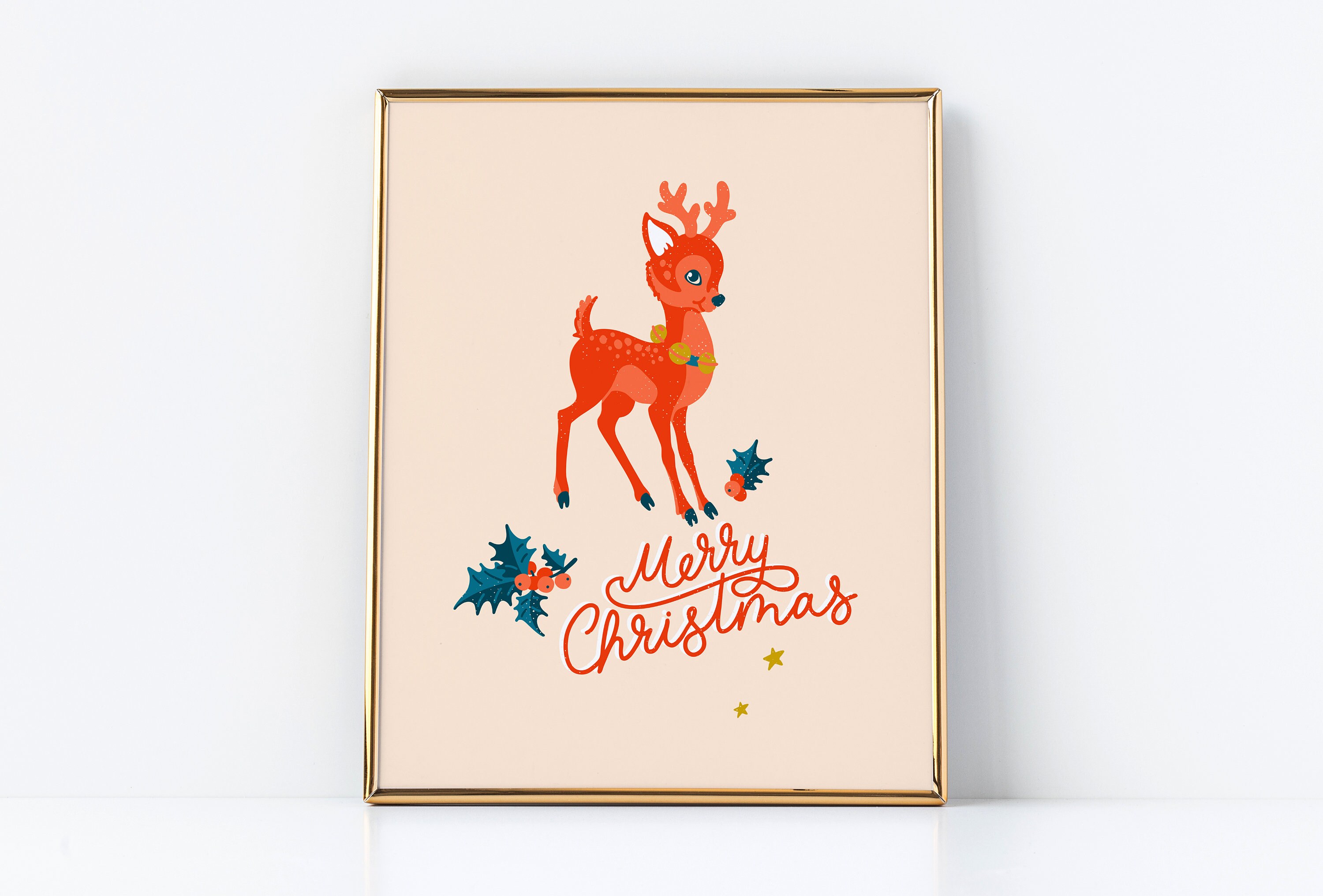 Retro Reindeer Print Vintage Christmas Printable DIY - Etsy