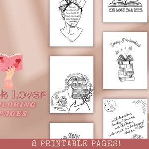 Amante de livros | 8 páginas para colorir | Imprimível | Download instantâneo