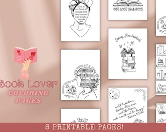 Book Lover | 8 Coloring Pages | Printable | Instant Download