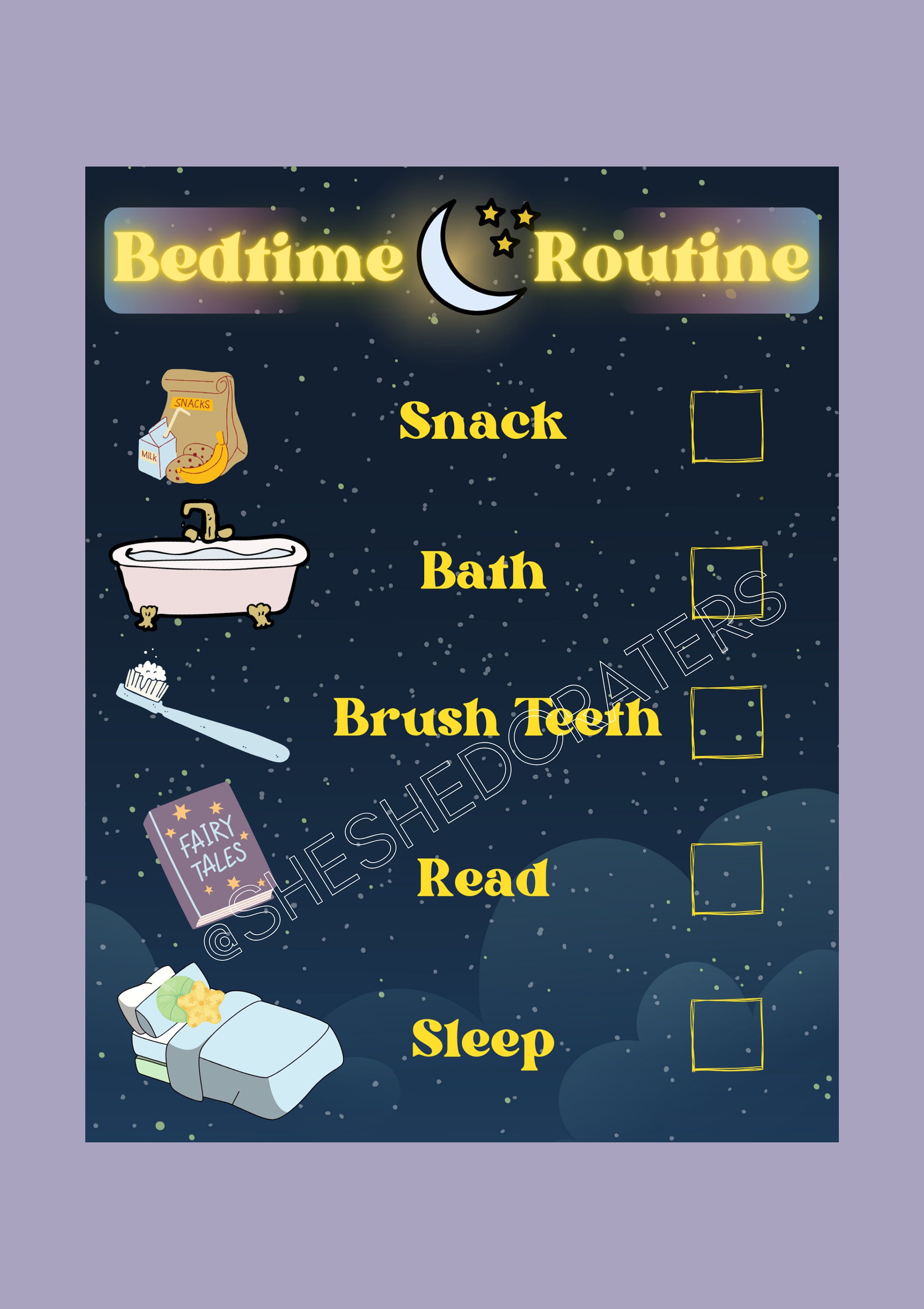 Bedtime Routine | Instant Download | Printable - Etsy