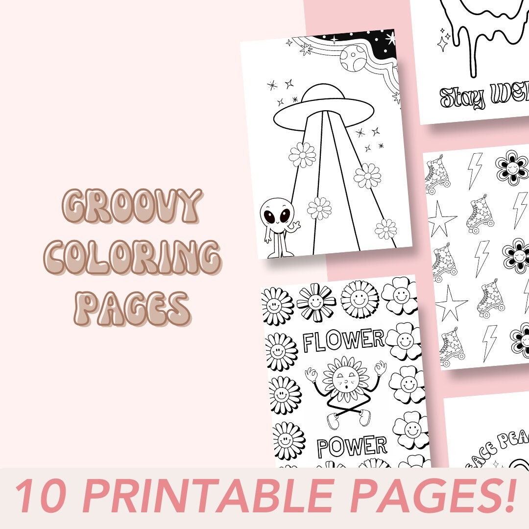 Groovy | 10 Coloring Pages | Printable | Instant Download - Etsy