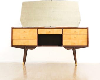 Vintage Italian Marino Vanity Lacquered Maple & Sycamore