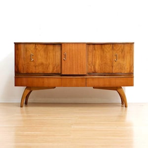 Walnut Liquor Cabinet Credenza by Beautility Furniture Mid Century Buffet