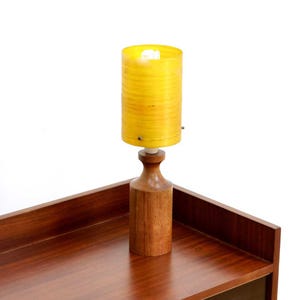 Teak 1960s Danish Lamp and Fiberglass Shade Mid Century Modern Light