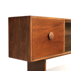 Mid Century British Elm Sideboard Hutch | Vintage MCM Display Cabinet | Danish Modern Style Credenza | Retro Storage Unit