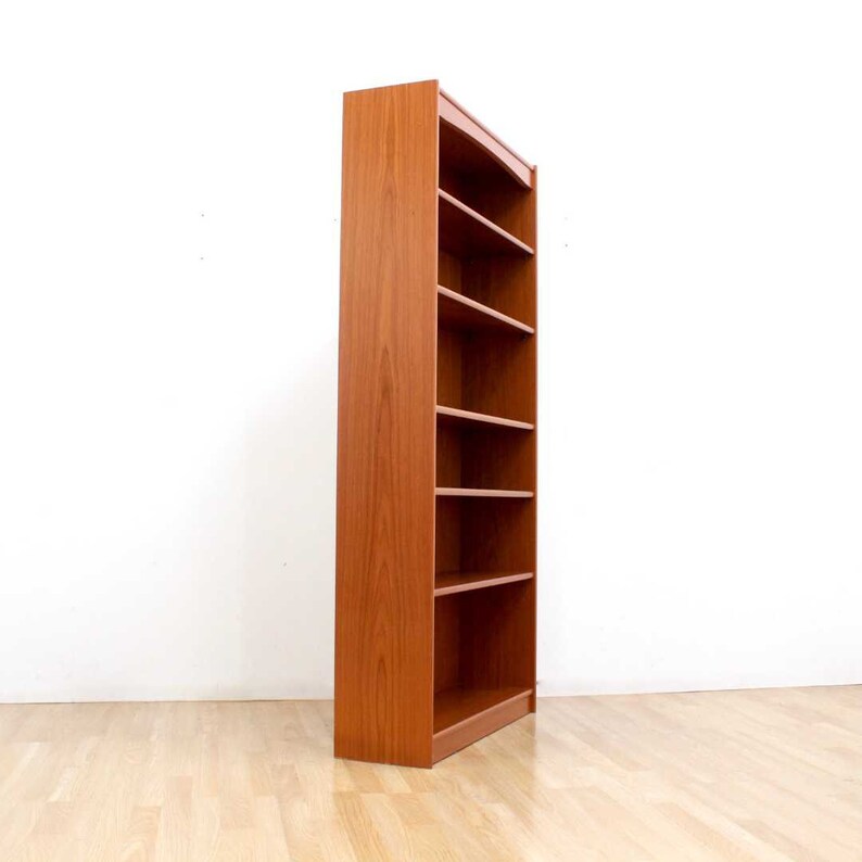 Tall Teak Bookcase Wall Unit Mid Century Modern Bookshelves Etsy