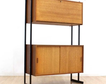 Mid Century Bookcase by Interflex  Teak Wall Unit Shelving Secretary Cabinet