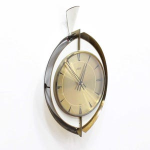 1960s Brass Wall Clock by Atlanta Electric Mid Century Clock