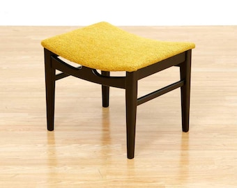 Mid Century Atomic Vanity Stool in Ebony & Ochre