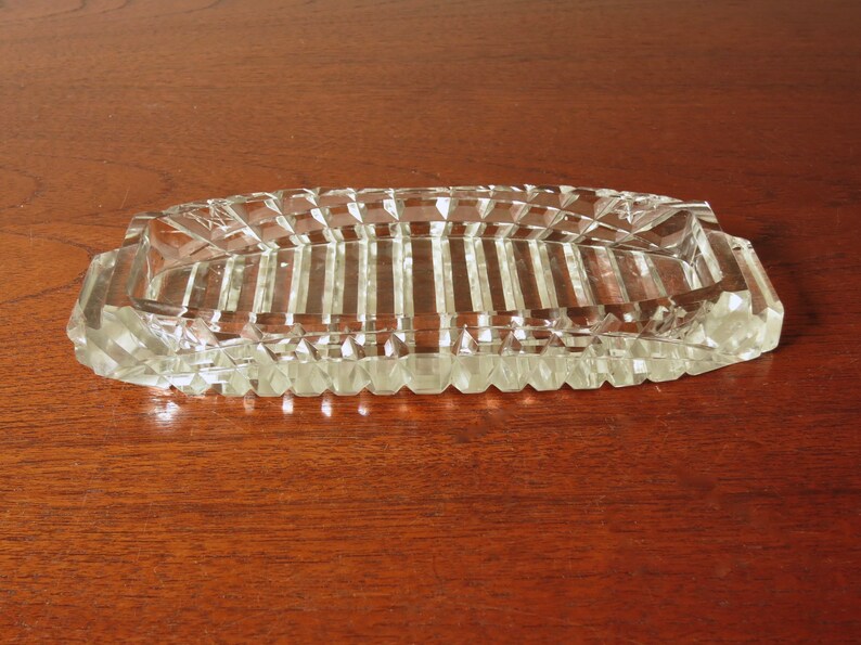 Hand Cut Glass Crystal Vanity Tray Perfume Bottle Caddy Heavy Etsy