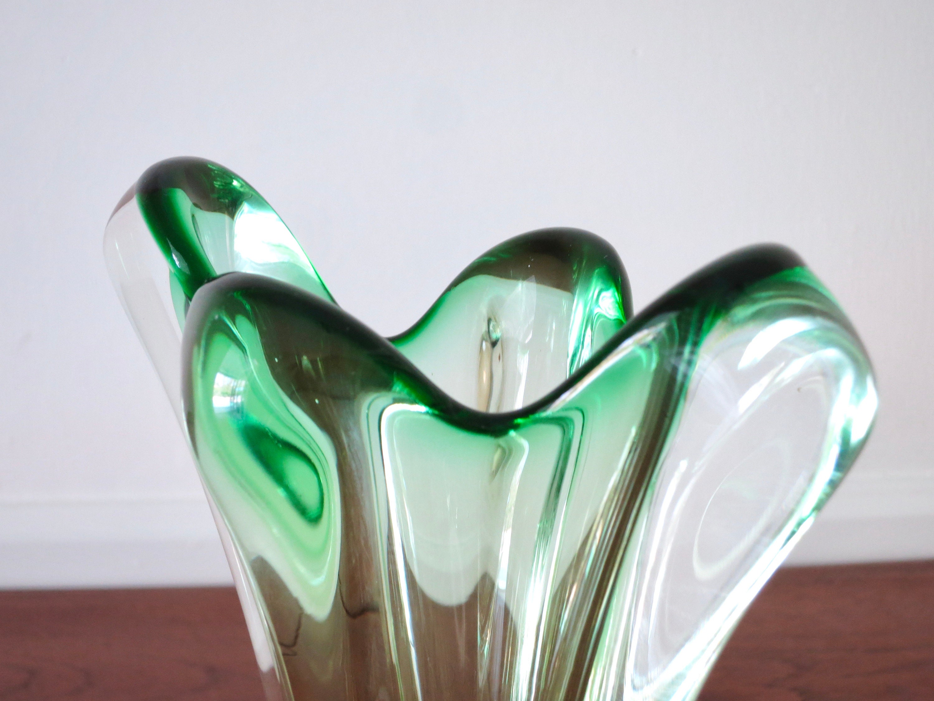 Bohemian Czech Chribska Hand Blown Glass Flower Vase by Josef | Etsy