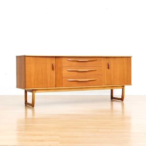 Mid Century 1960s Teak Credenza Wooden Dresser Drawers
