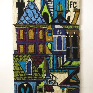 Monumental Scandinavian Architectural Wall Hanging Rug Handmade Signed 1975 Vintage Tapestry image 2