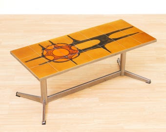 Tile & Chrome Coffee Table by ADRI Belgique, 1970s