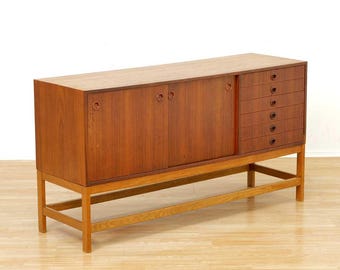 Mid Century Swedish Teak & Oak Credenza by Yngve Ekstrom