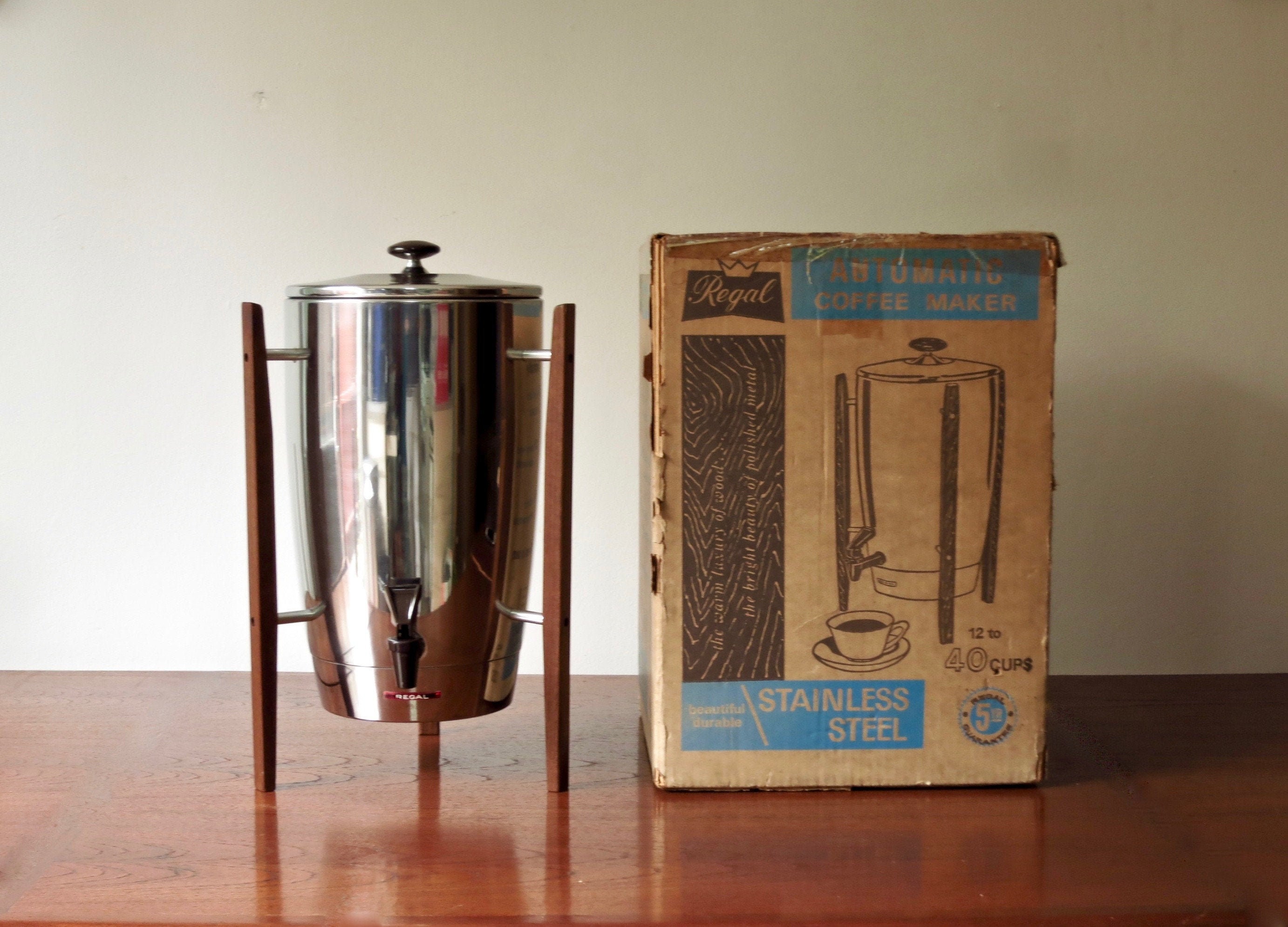 Regal Electric Drip Coffee Percolator, Mod Retro Coffee Pot, Mid