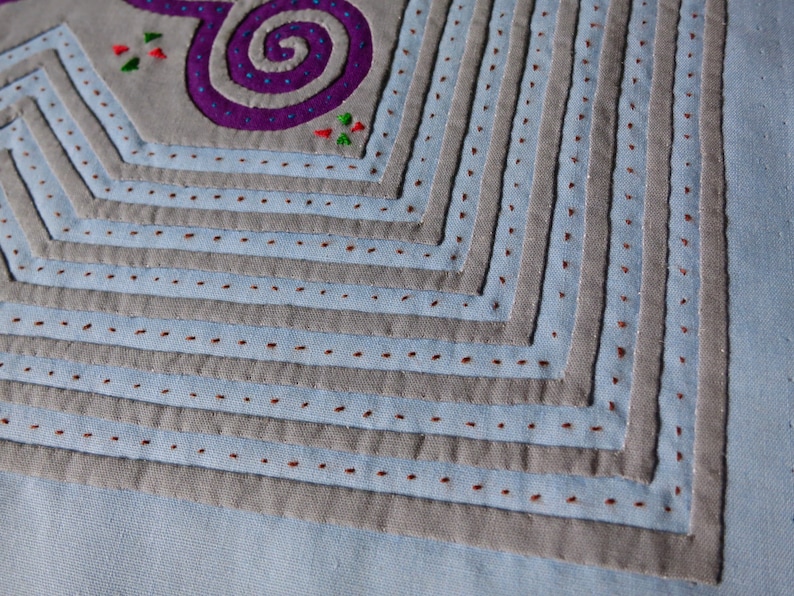 Hmong Reverse Applique Art Textile Quilting Patch Wall Hanging Paj Ntaub Appliqu\u00e9 on Cotton Fabric Quilting Square Tile Unfinished Edges