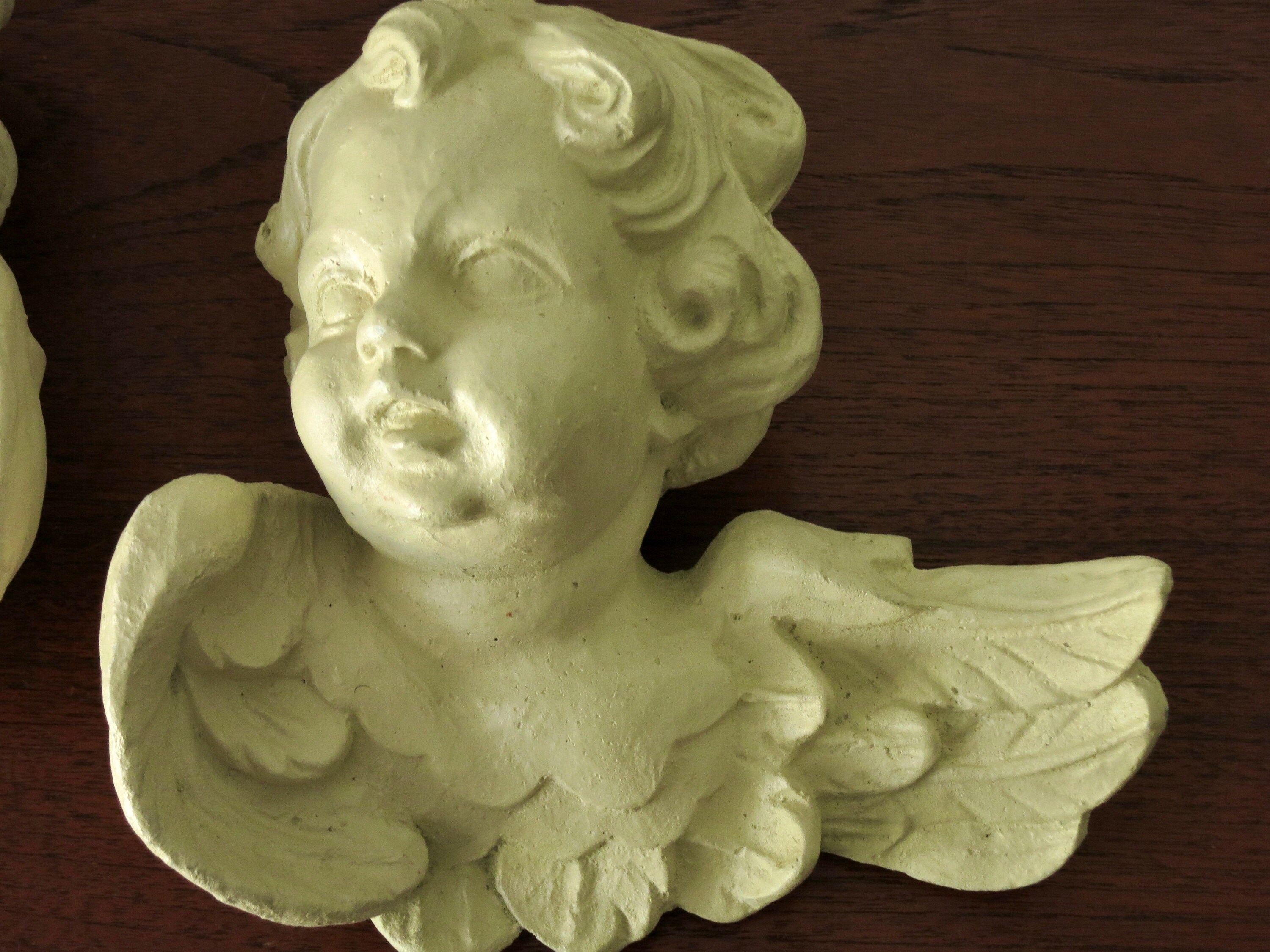 Pair of Vintage Plaster Angels Cherub Wall Hangings White Very Etsy