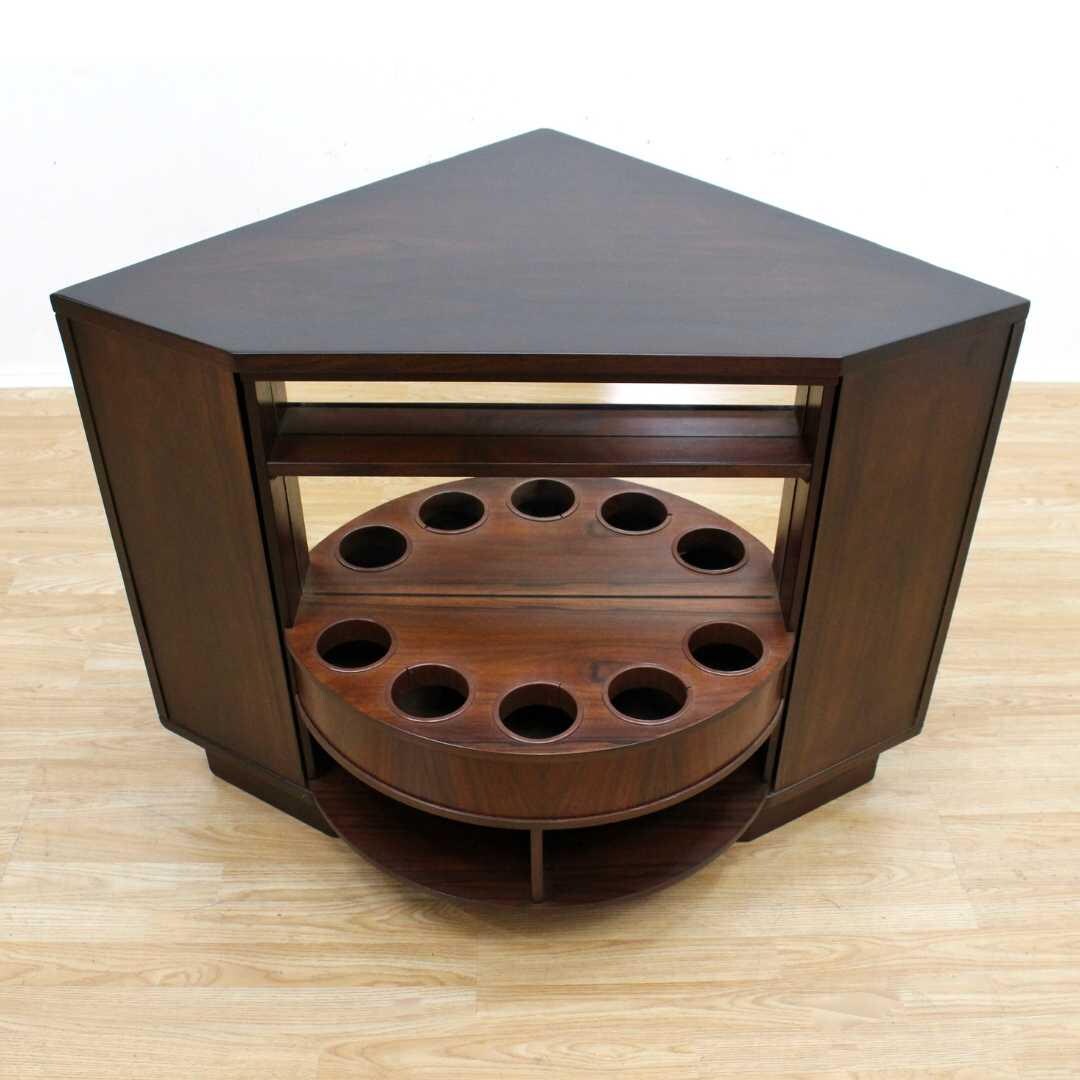 Danish Modern Revolving Corner Bar in Rosewood by Vildbjerg Mobelfabrik ...