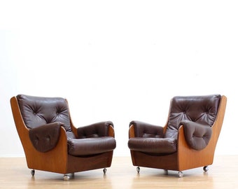Pair of Mid Century Saddleback Lounge Chairs by G Plan