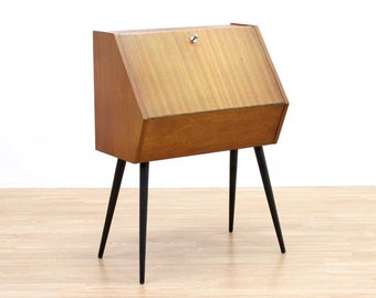 Mid Century Secretary Desk Small Modernist Writing Bureau Vintage Atomic Folding Desk