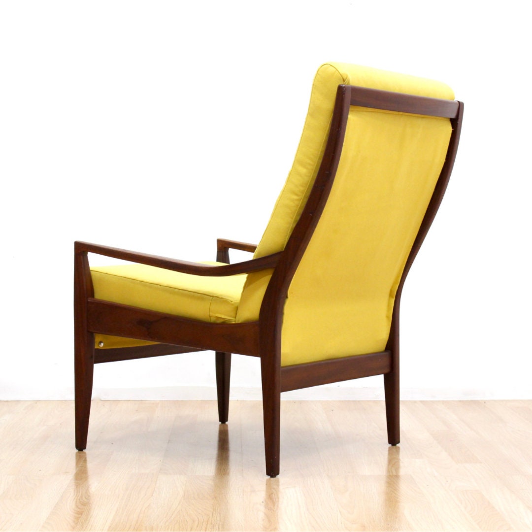 Mid Century Lounge Chair by Cintique Yellow and Teak Mad Men Etsy UK